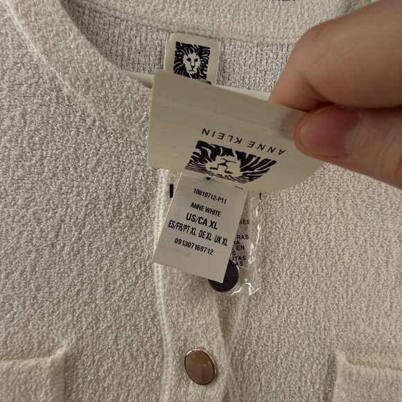 NWT Anne Klein Women Ivory White Cardigan Sweater XL $99 Ladies Buttons Adult - Picture 12 of 15